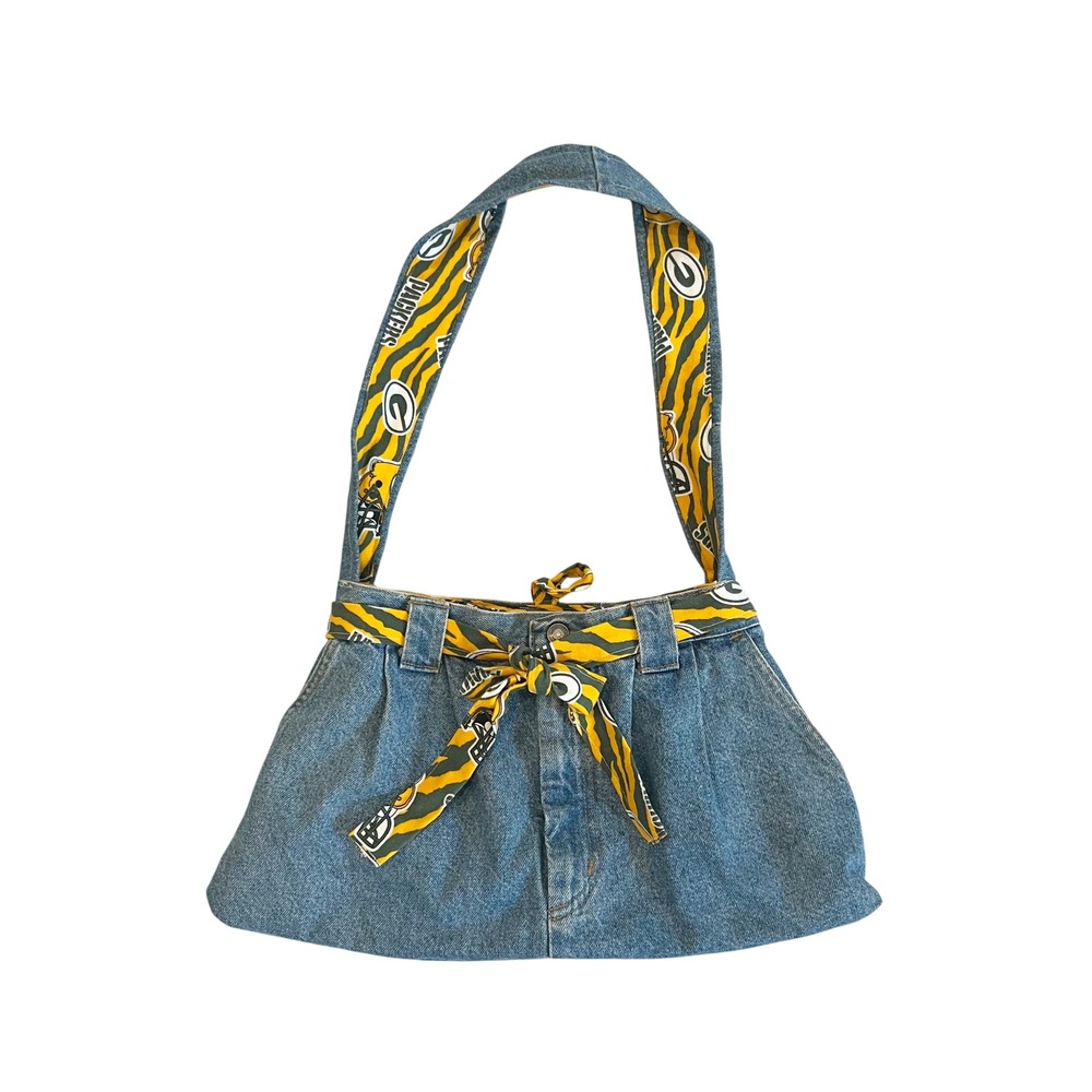 Green Bay Packers Custom Denim Hobo Bag Repurposed Jean Purse NFL Fan Gear